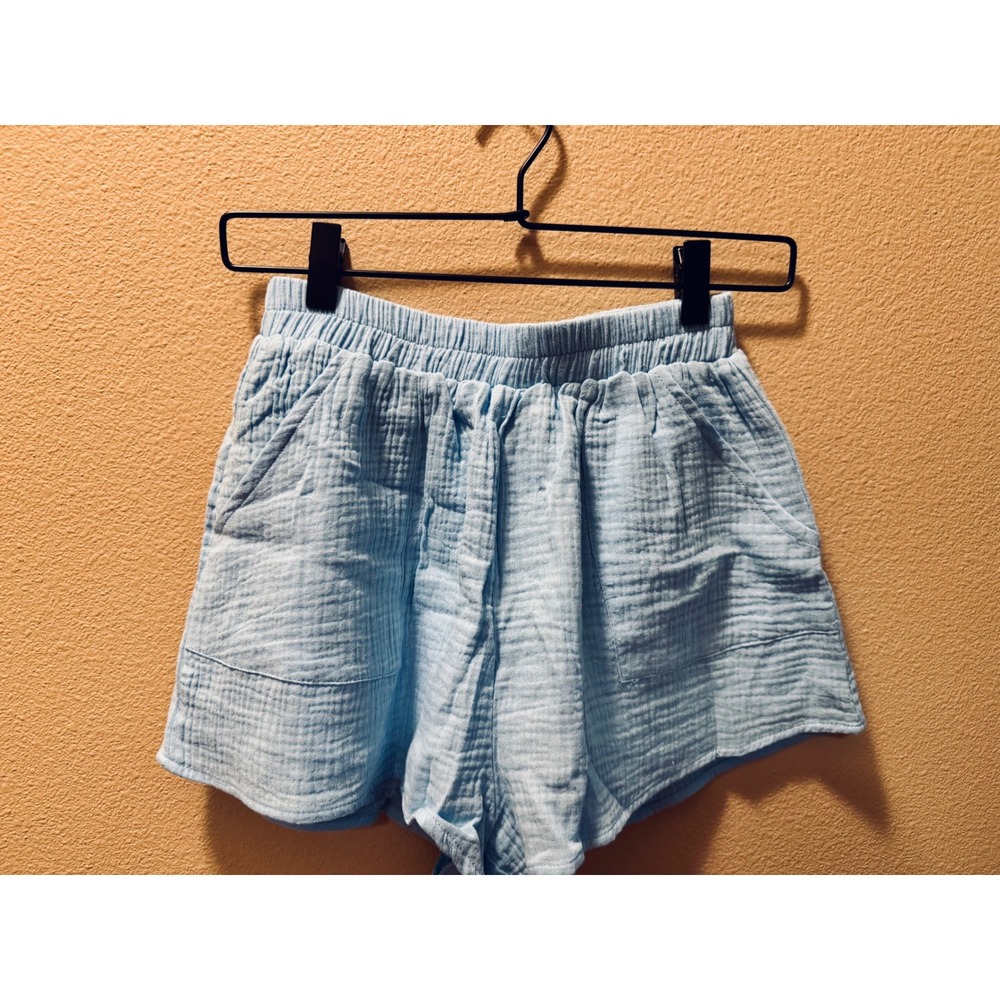 Meet me in Santorini Light Blue Gauze Shorts High Waisted XS New